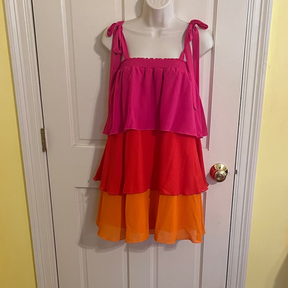 Show Me Your Mumu Colorful Tiered Dress with Tie Straps